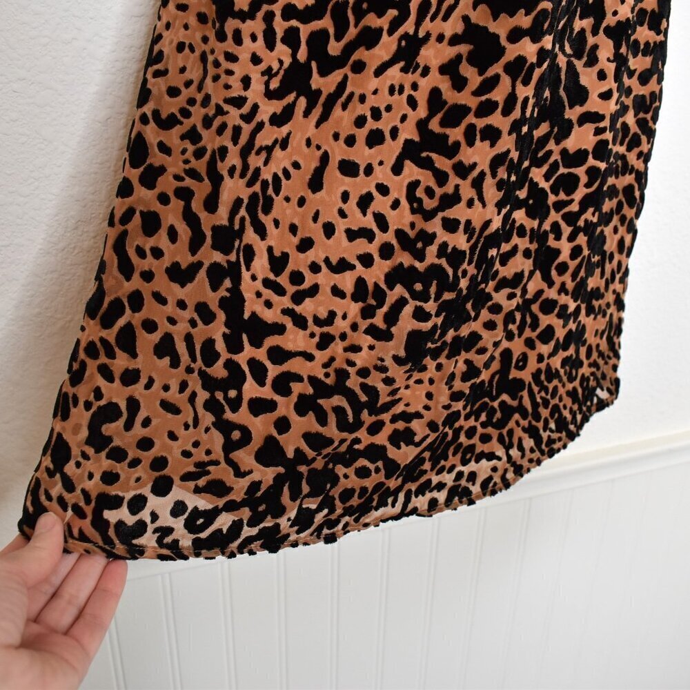 Lush Leopard Dress Sz L Crushed Velvet Animal Print Neutral - Picture 6 of 16
